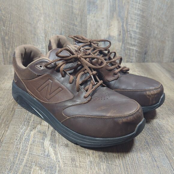 Men's Size 12 6E New Balance 928 Brown Leather Walking Shoes - Picture 1 of 13